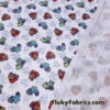 Cute Construction Trucks Print on 100% White Cotton Knit Fabric