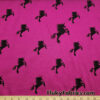 Black Unicorn Silhouettes on Fuchsia Poly Cotton Fleece Fabric