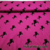 Black Unicorn Silhouettes on Fuchsia Poly Cotton Fleece Fabric