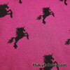 Black Unicorn Silhouettes on Fuchsia Poly Cotton Fleece Fabric