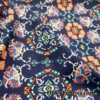 Abstract Flower Medallions on Navy Poly Spandex