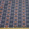 Abstract Flower Medallions on Navy Poly Spandex at FlukyFabrics.com