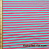 Aqua and Pink Yarn Dyed Stripe Cotton Spandex at FlukyFabrics.com