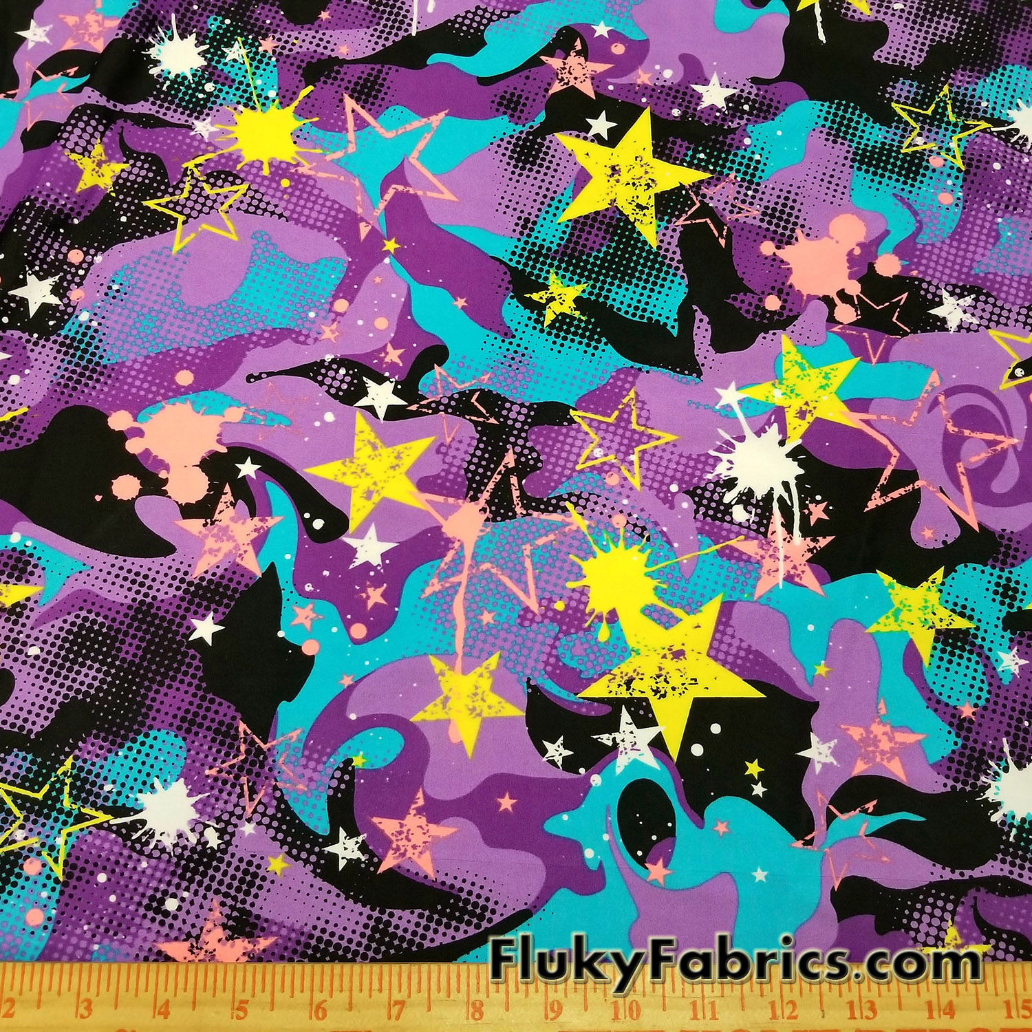 Stars and Paint Nylon Spandex