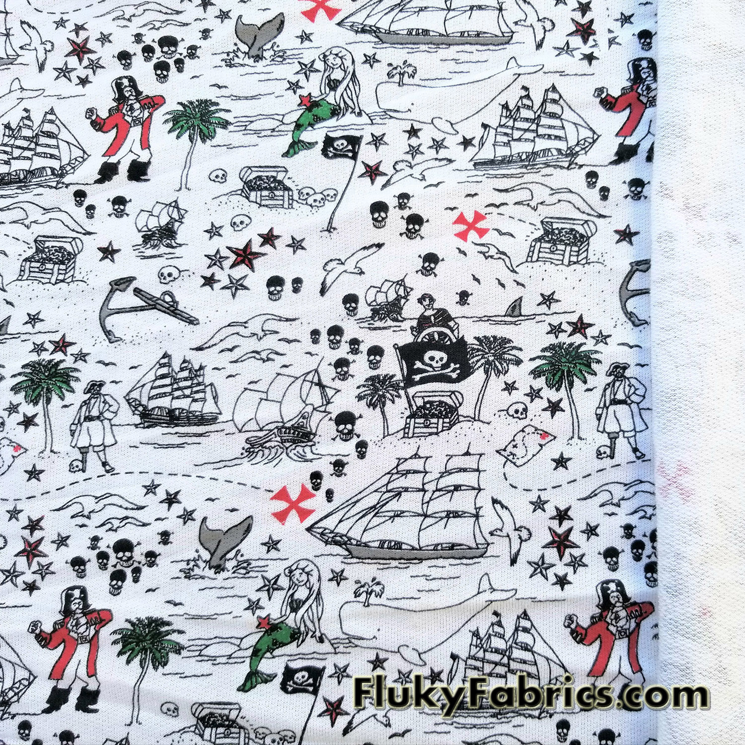 Pirates and Mermaids Print French Terry