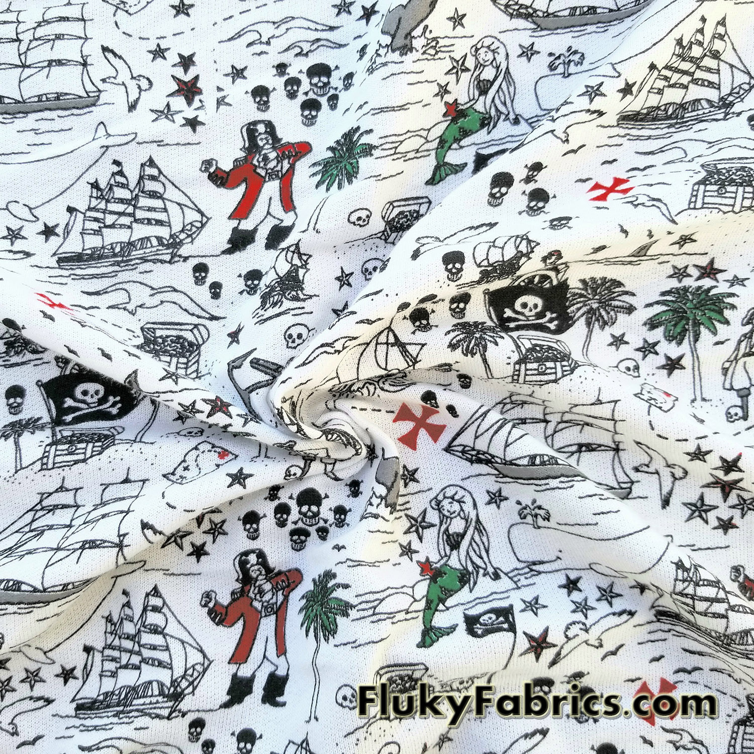 Pirates and Mermaids Print French Terry