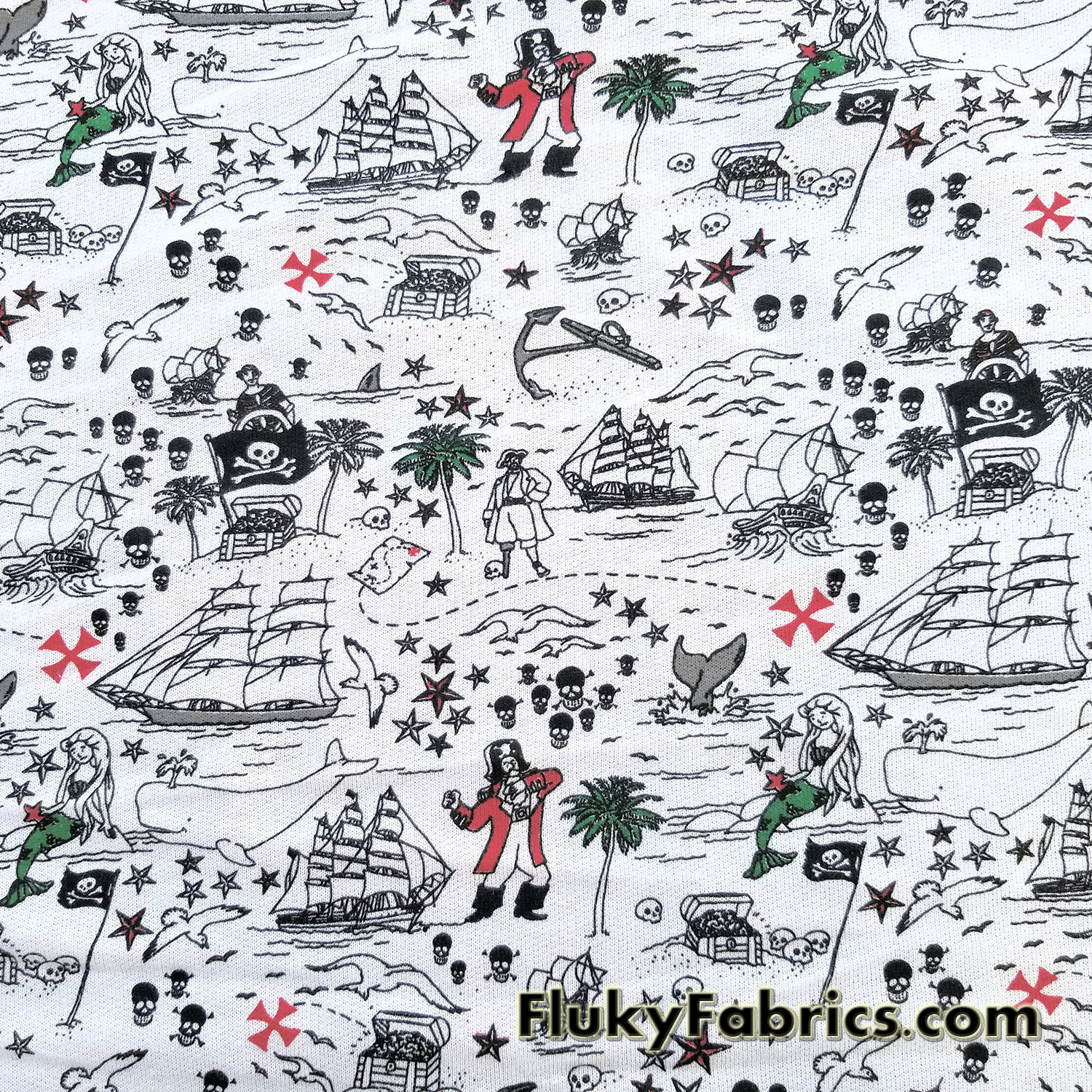 Pirates and Mermaids Print French Terry