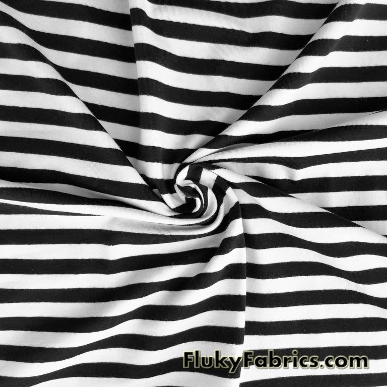 Black and White Stripe Cotton Spandex