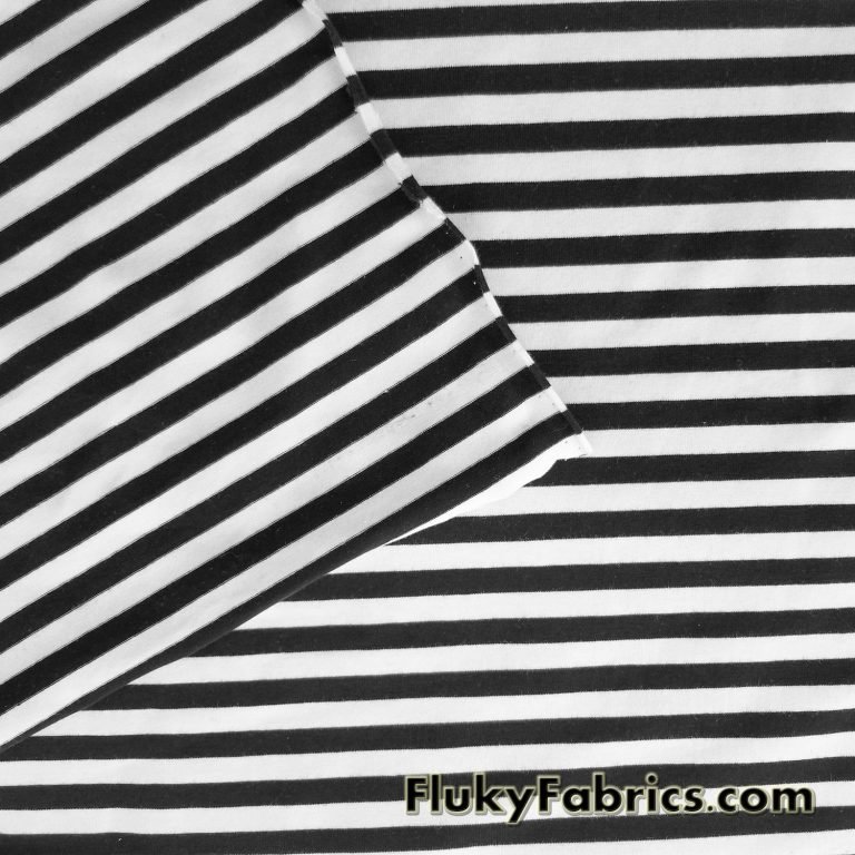 Black and White Stripe Cotton Spandex