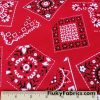 Red Bandana Print on Cotton Rib