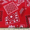 Red Bandana Print on Cotton Rib