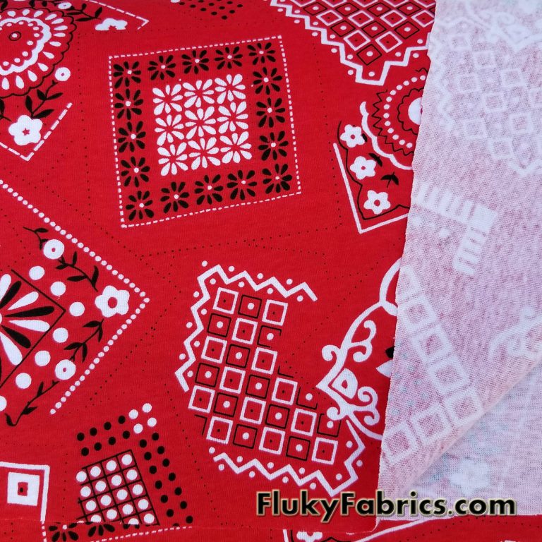 Red Bandana Print on Cotton Rib