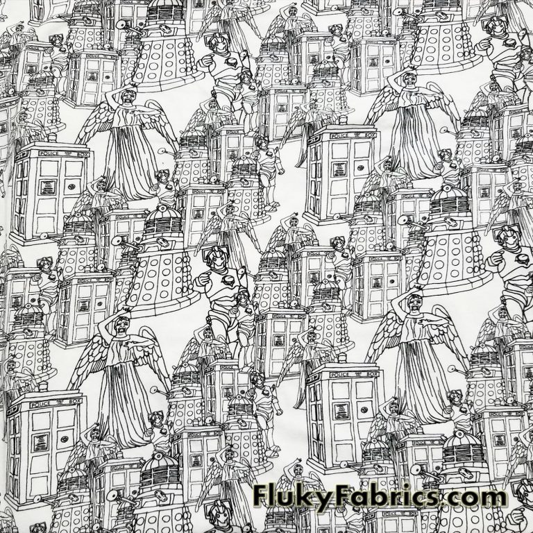Comic Robots and Angels Villains Dyeable Cotton Jersey Knit