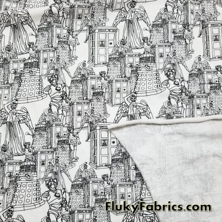 Comic Robots and Angels Villains Dyeable Cotton Jersey Knit