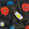 Tossed Poppies on Black Nylon Spandex Print
