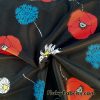 Tossed Poppies on Black Nylon Spandex Print