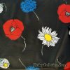 Tossed Poppies on Black Nylon Spandex Print