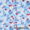 Blue and Red Hearts on Blue Cotton Jersey