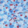 Blue and Red Hearts on Blue Cotton Jersey