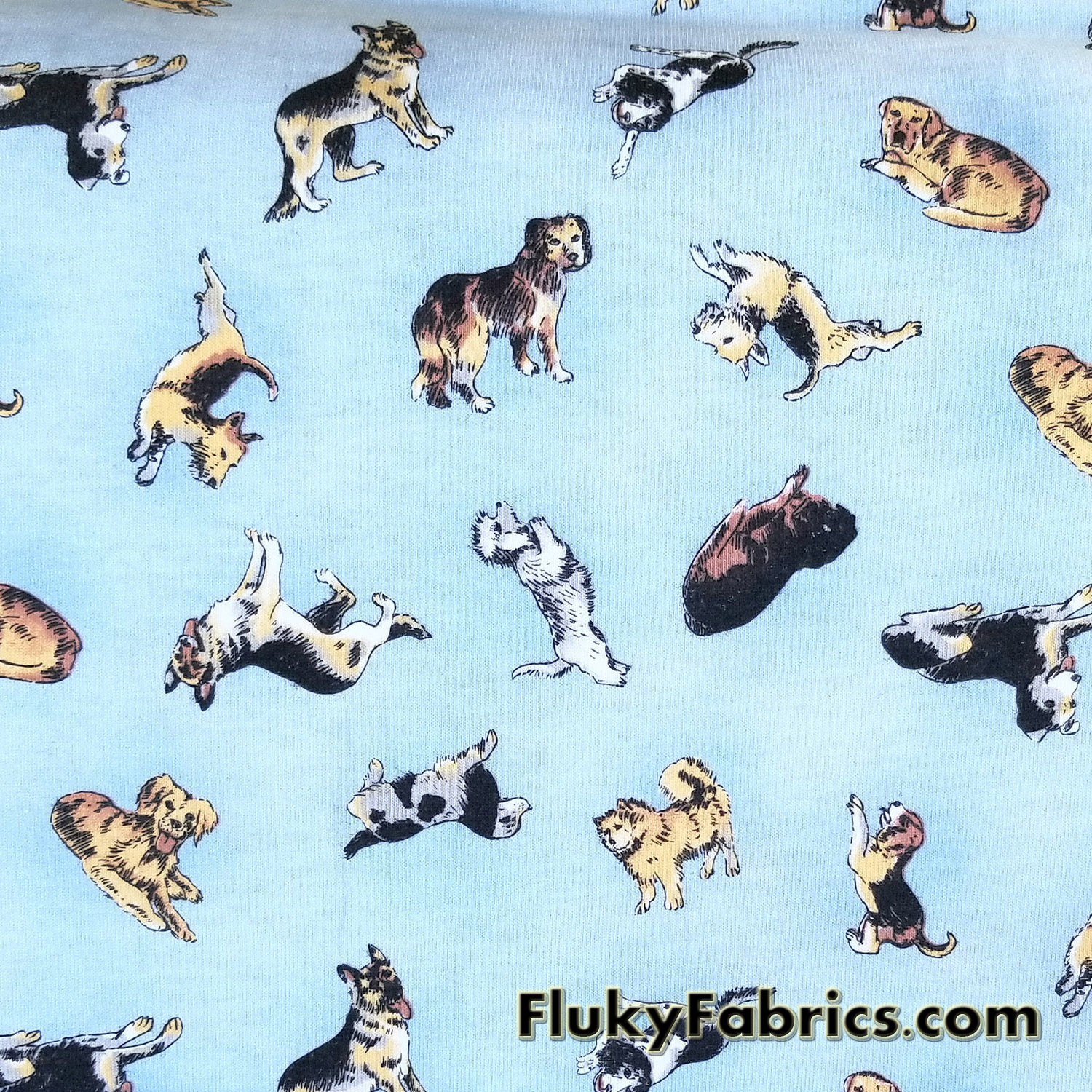 Dogs in Blue Cotton Jersey