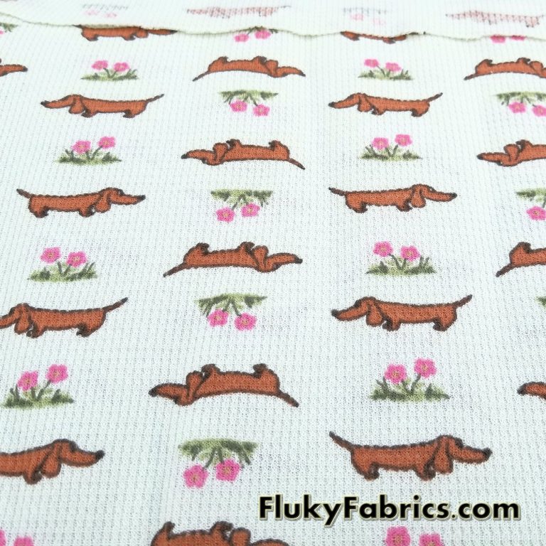 Dachshund Dogs and Flowers on Light Mint Cotton Thermal