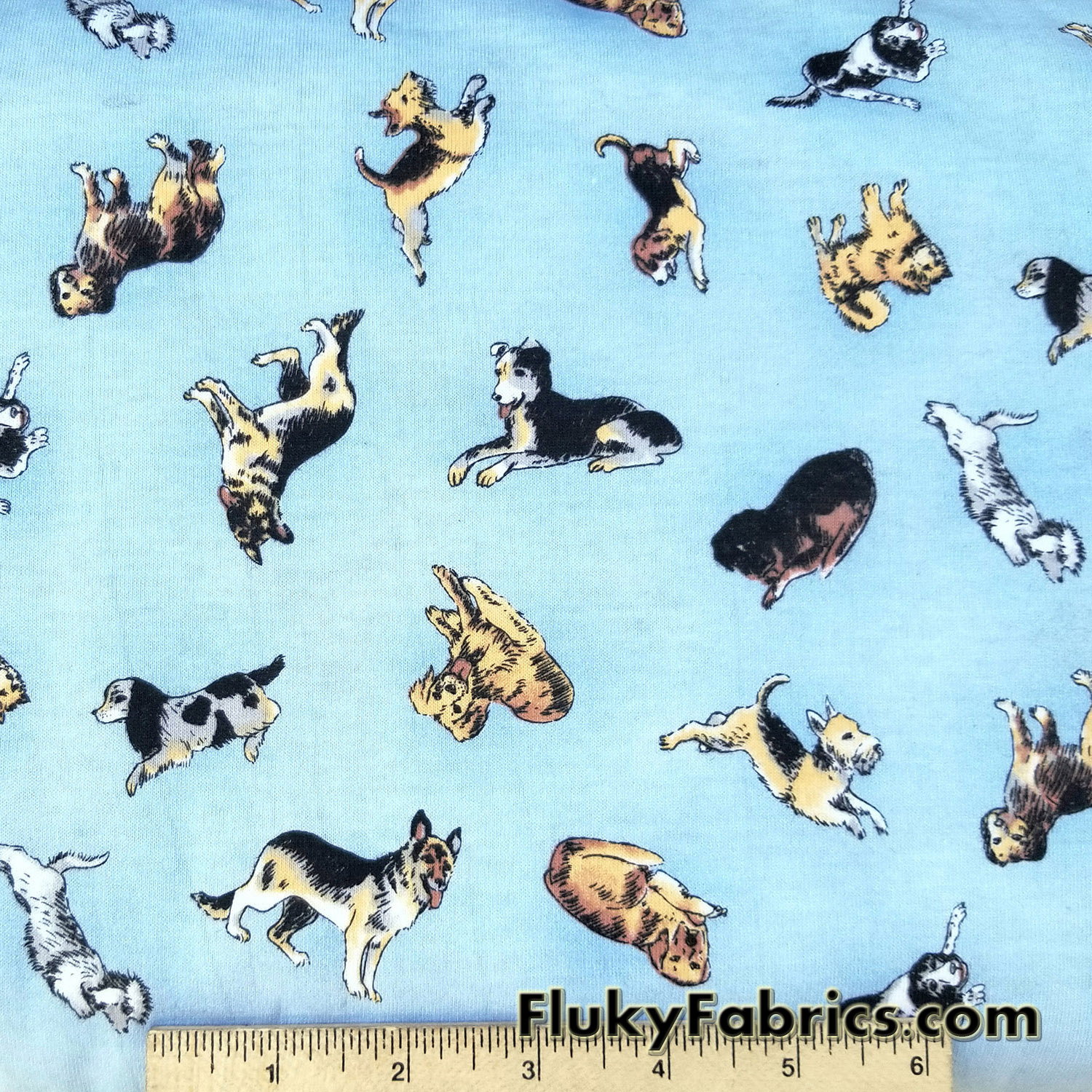 Dogs in Blue Cotton Jersey