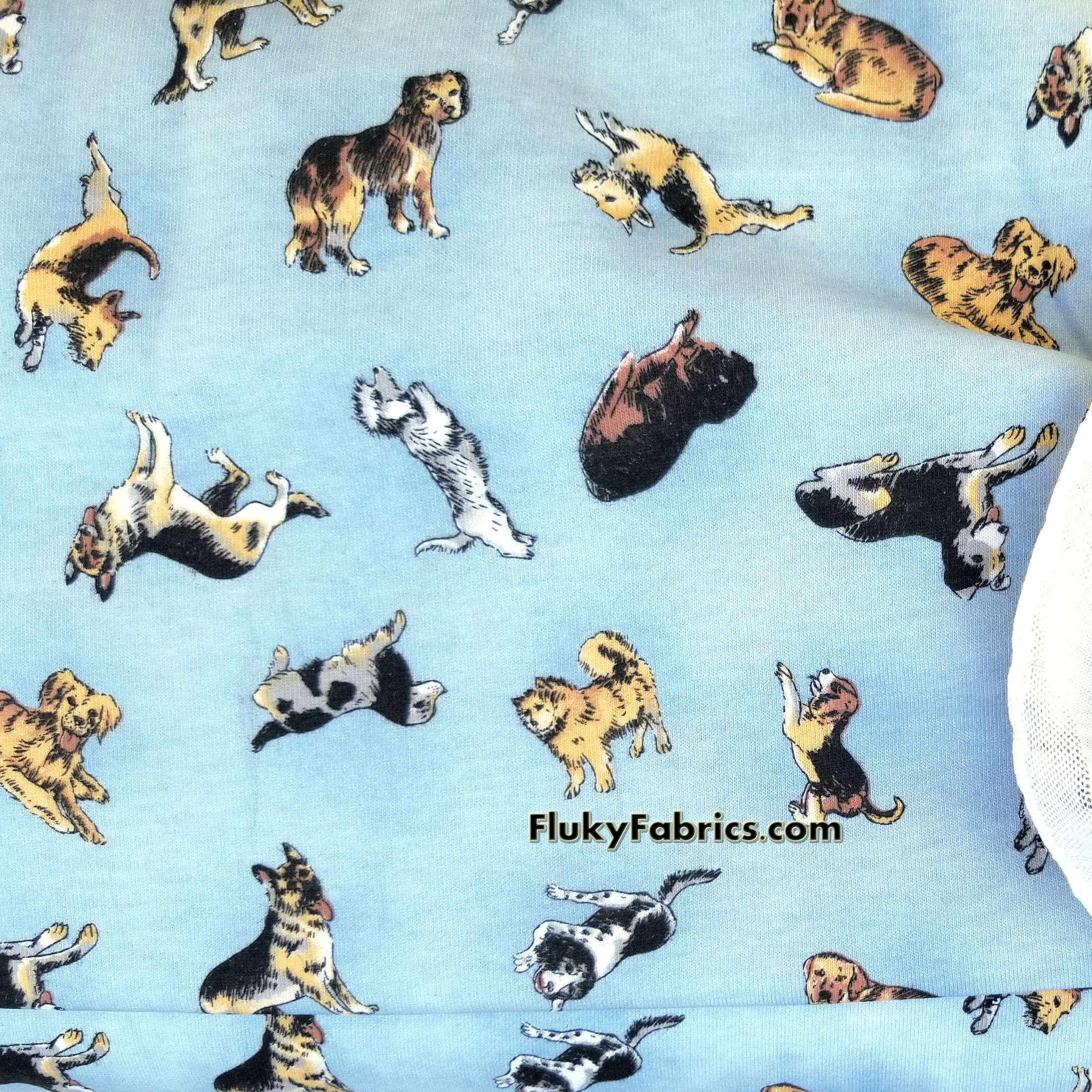 Dogs in Blue Cotton Jersey