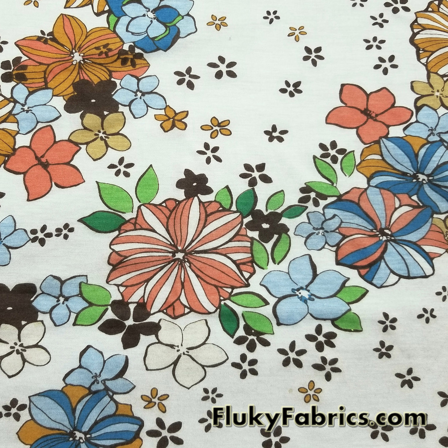 Flowers on Off White Cotton Jersey Print