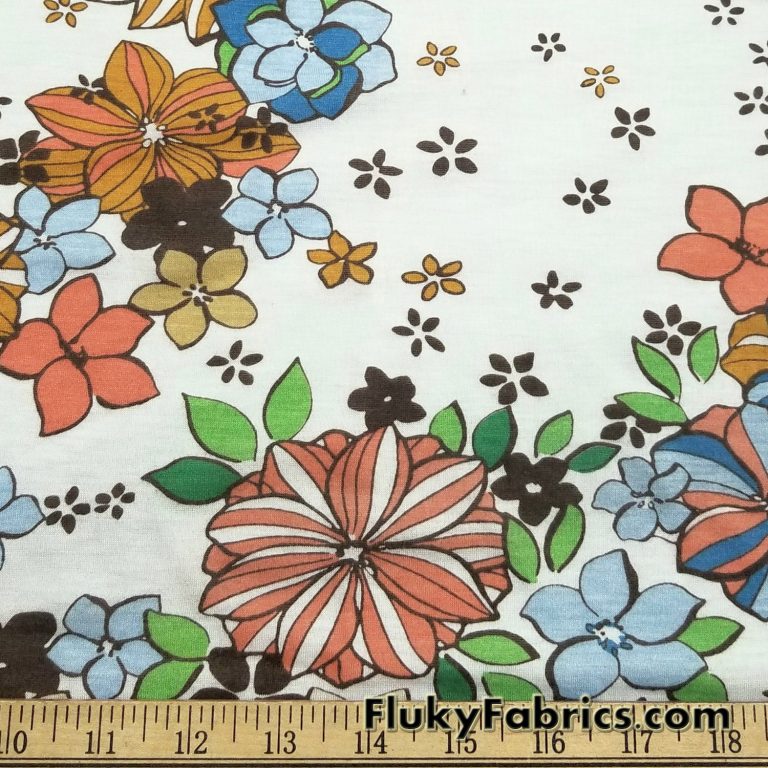 Flowers on Off White Cotton Jersey Print