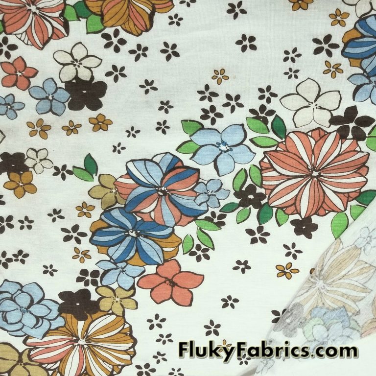 Flowers on Off White Cotton Jersey Print