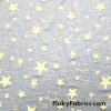 Light Yellow Stars on Gray French Terry Spandex Fabric