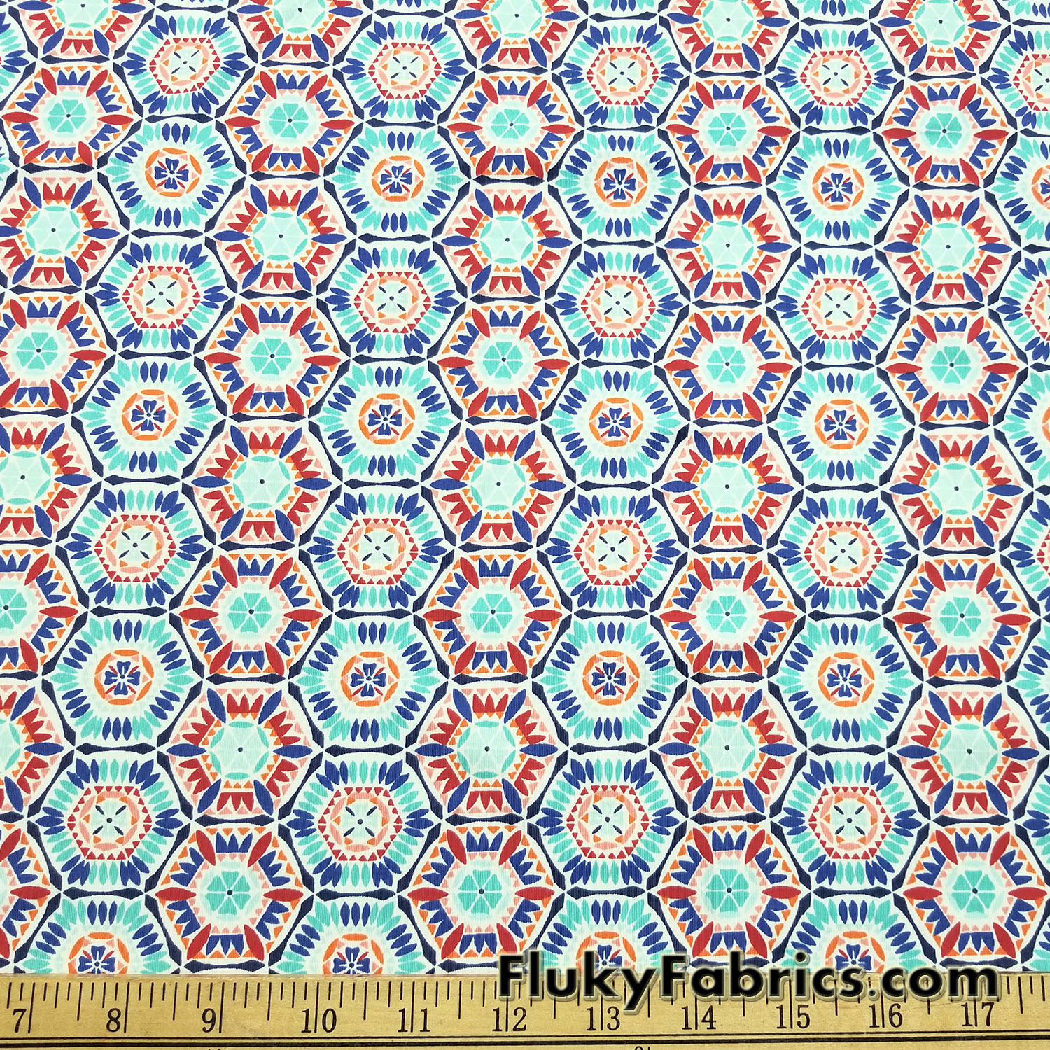 Colorful Geometrical Print Swimsuit Poly Spandex