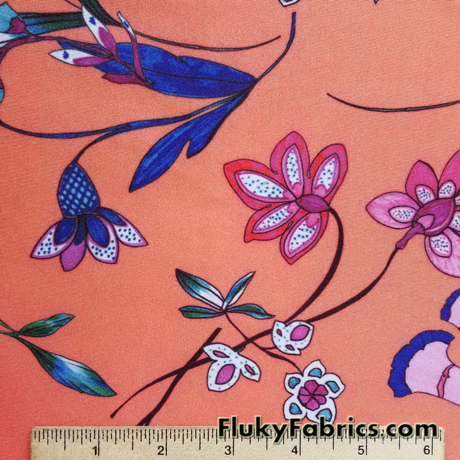 Cute Flowers on Orange Bathing Suit Nylon Spandex