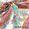 Colorful Paisleys on White Nylon Spandex