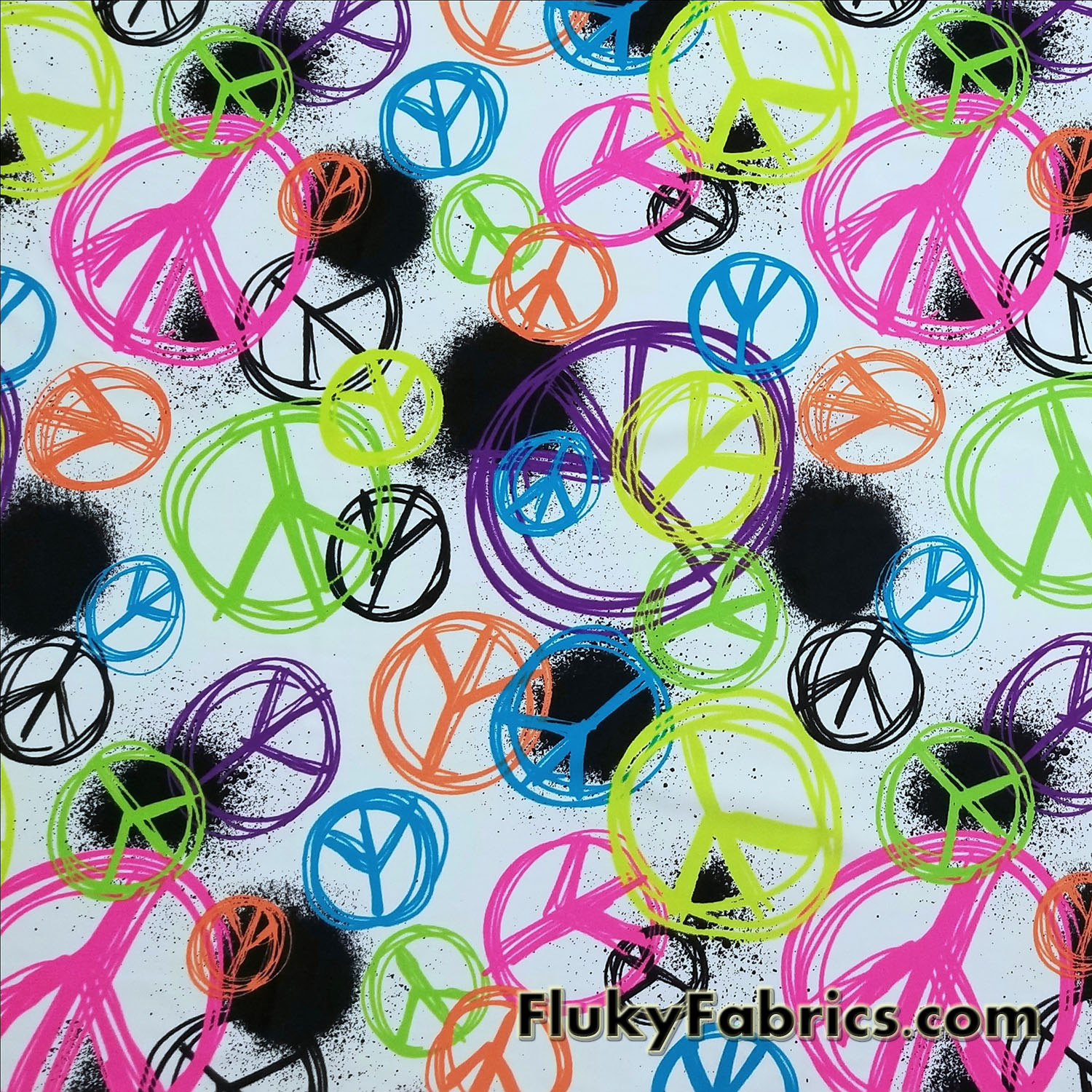 Fluorescent Spray Paint Peace Signs Nylon Spandex