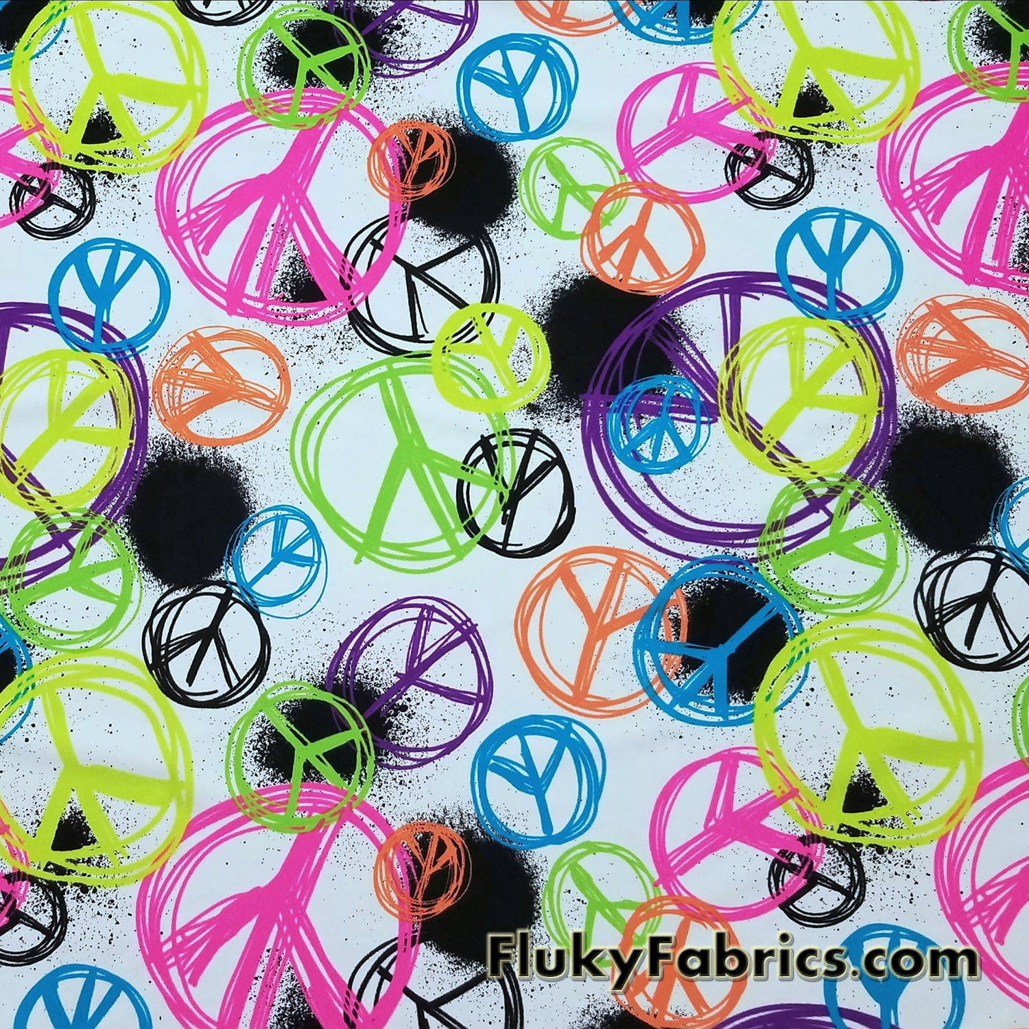 Fluorescent Spray Paint Peace Signs Nylon Spandex