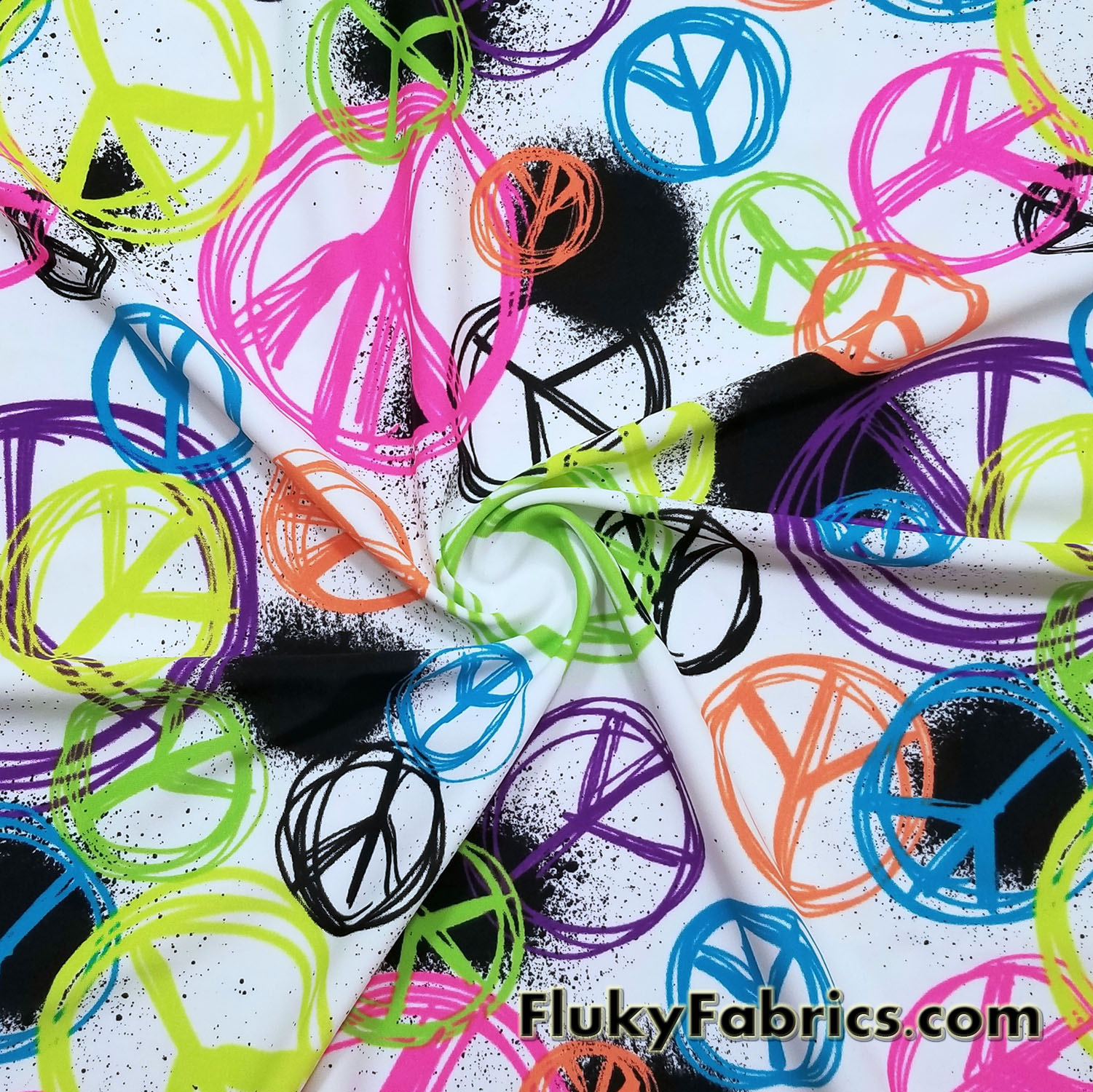 Fluorescent Spray Paint Peace Signs Nylon Spandex