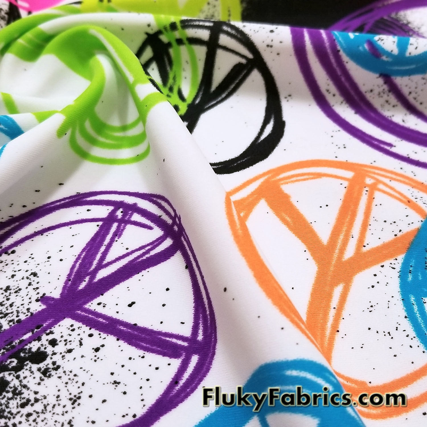Fluorescent Spray Paint Peace Signs Nylon Spandex