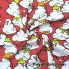 Snowmen Reunion 100% Cotton Knit Fabric – Green and Orange Hats, Pale Red Background