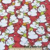 Snowmen Reunion 100% Cotton Knit Fabric – Green and Orange Hats, Pale Red Background