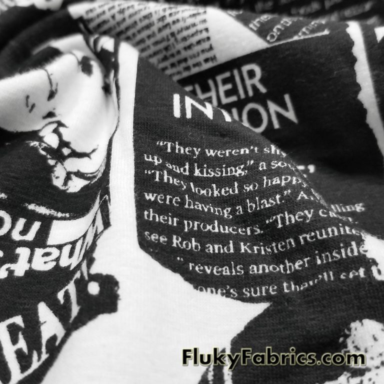 Black and White Newspaper Fashion Print Cotton Lycra