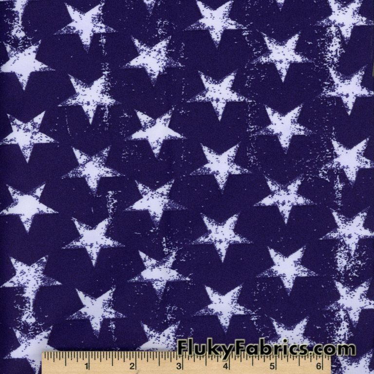 Distressed Stars on Navy Nylon Spandex