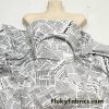 Newspaper Print on Black and White Lightweight Cotton Jersey Lycra Fabric