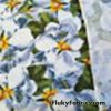 Big White Blueish Flowers and Leaves Print Cotton Lycra Fabric
