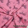 Horses and Roses Print on Pink Cotton Jersey Fabric