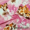 Hawaiian Print on Pink Tie Dye Nylon Spandex Swimsuit Fabric