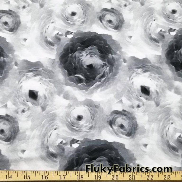Shades of Gray Abstract Flora Triblend Jersey Print Fabric
