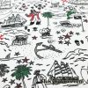 Pirates, Sirens, Whales and Ships Treasure Map Print Single Spandex Swimwear Fabric