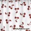 French Terry 100% Cotton Fabric with Distressed Dark Red Cherries Print on White
