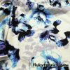 Blue Flowers on Ivory Poly Rayon Spandex Fabric